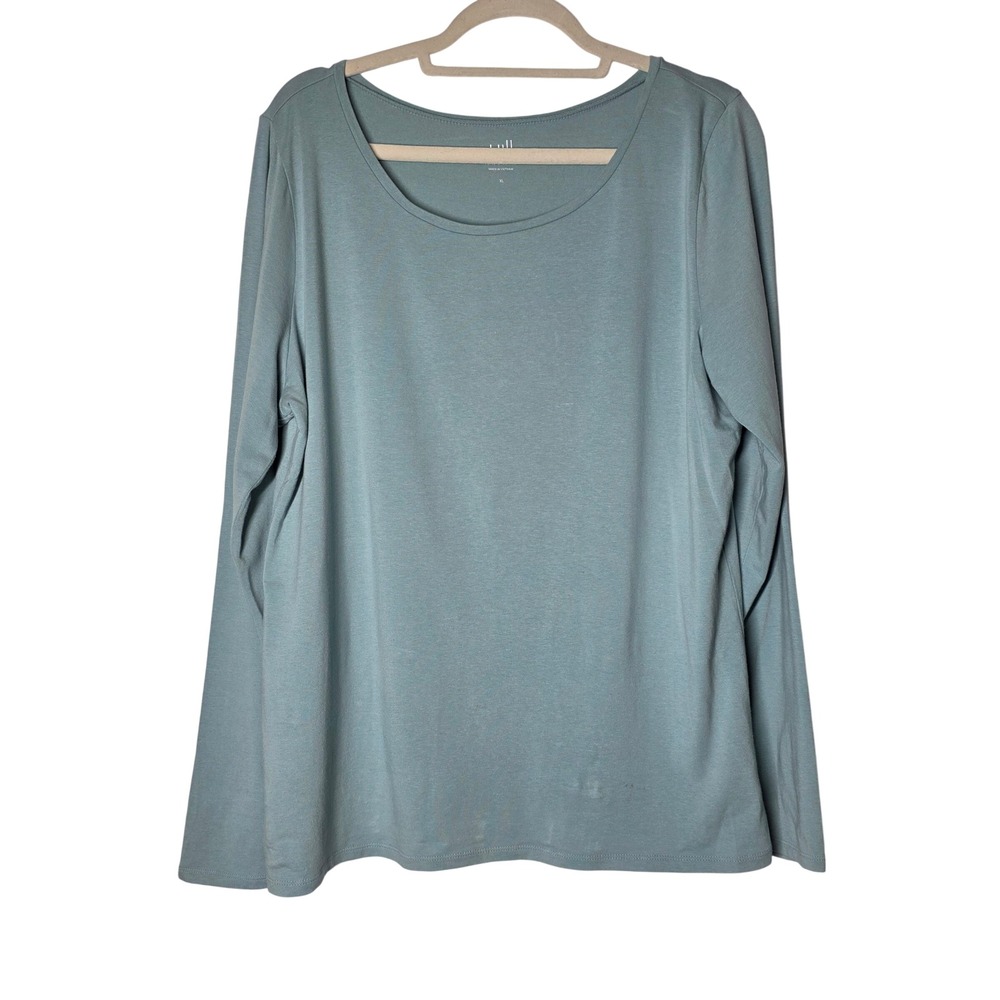 J. Jill Perfect Layering Tee XL Blue Green Scoop Neck Long Sleeve Cotton Modal